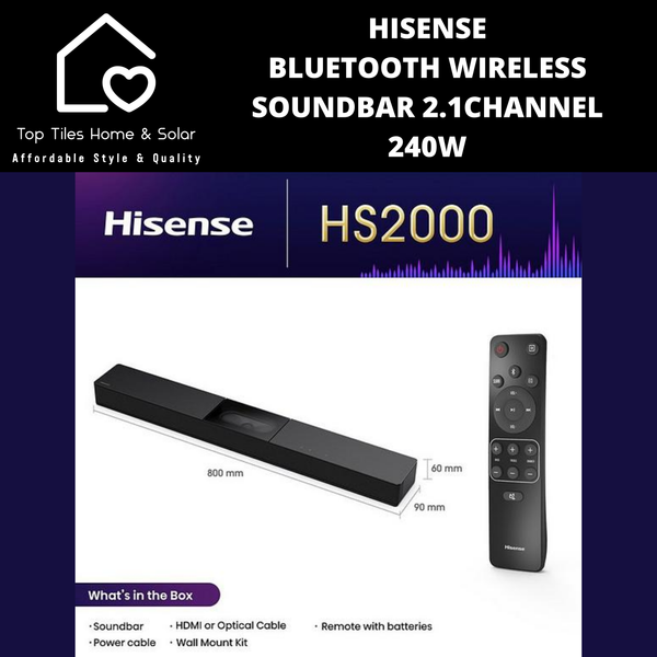Hisense Wireless Subwoofer Soundbar 2.1Chnnel - 240W