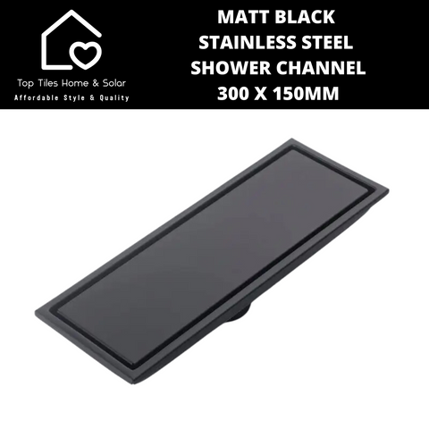 Matt Black Stainless Steel Shower Channel - 300 x 150mm