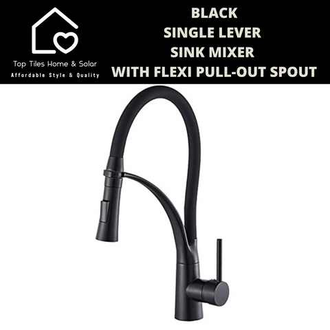 Black Single Lever Sink Mixer With Flexi Pull-Out Spout