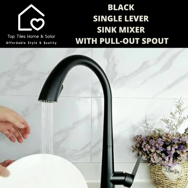 Black Single Lever Sink Mixer With Pull-Out Spout