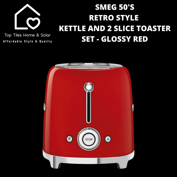 Smeg 50's Retro Style Kettle and 2 Slice Toaster Set - Glossy Red