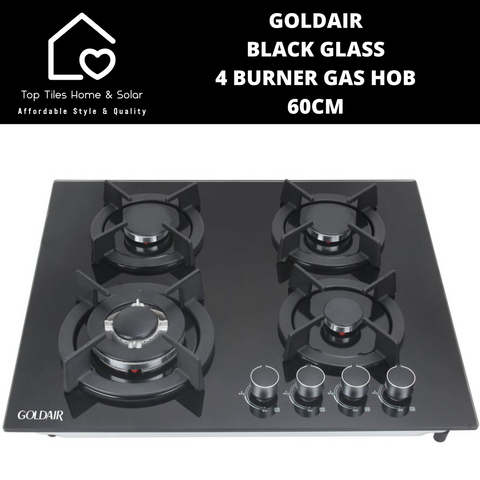 Goldair Black Glass 4 Burner Gas Hob - 60cm