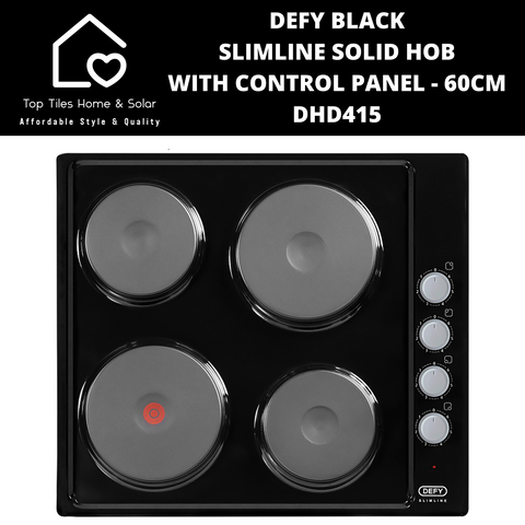 Defy Black Slimline Solid Hob with Control Panel - 60cm DHD415