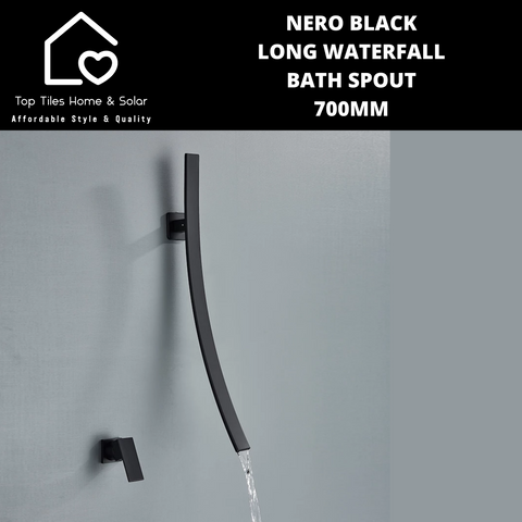 Nero Black Long Waterfall Bath Spout - 700mm