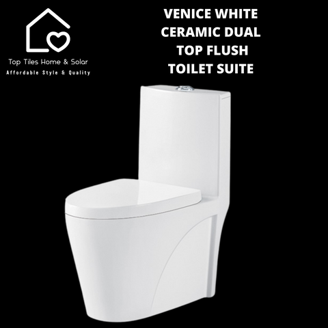 Venice White Ceramic Dual Top Flush Toilet Suite