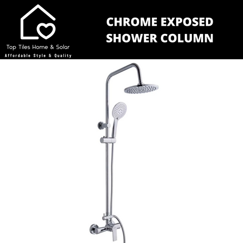 Chrome Exposed Shower Column With Handshower & Mixer Tap