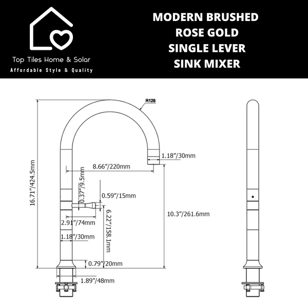 Modern Brushed Rose Gold Single Lever Sink Mixer