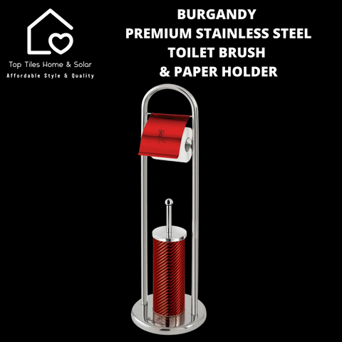 Burgandy Premium Stainless Steel Toilet Brush & Paper Holder
