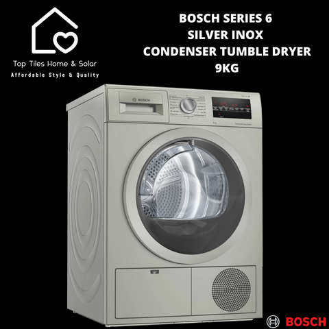 Bosch Series 6 - Silver Inox Condenser Tumble Dryer - 9kg
