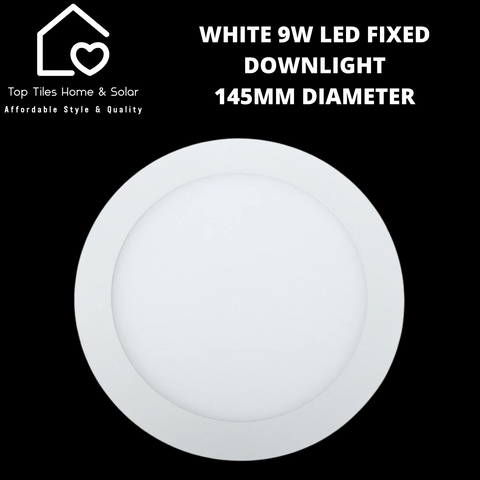 White Round 9W LED Fixed Downlight - 145mm Diameter