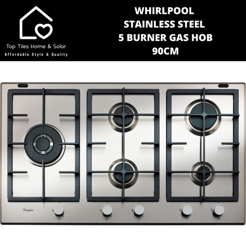 Whirlpool Stainless Steel 5 Burner Gas Hob - 90cm