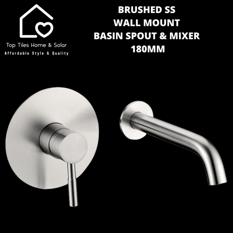 Brushed SS Wall Mount Basin Spout & Mixer - 180mm