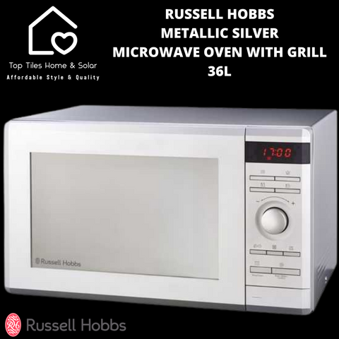 Russell Hobbs Metallic Silver Microwave Oven With Grill - 36L