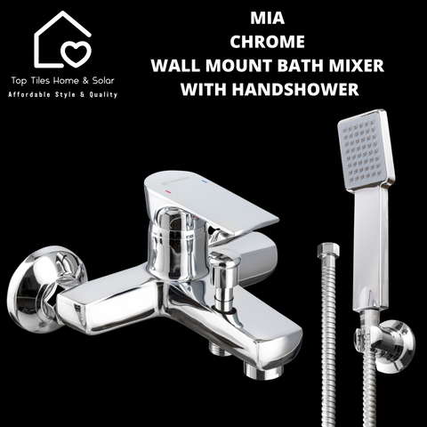 Mia Chrome Wall Mount Bath Mixer With Handshower