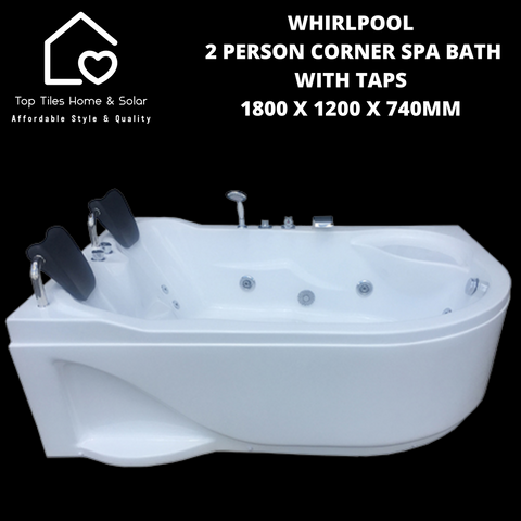 Whirlpool 2 Person Corner Spa Bath with Taps - 1800 x 1200 x 740mm