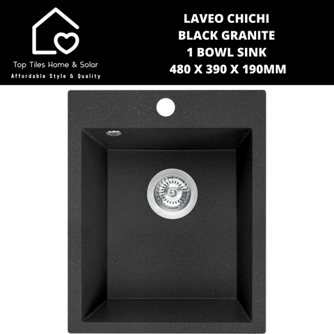 Laveo Chichi Black Granite 1 Bowl Sink - 480 x 390 x 190mm