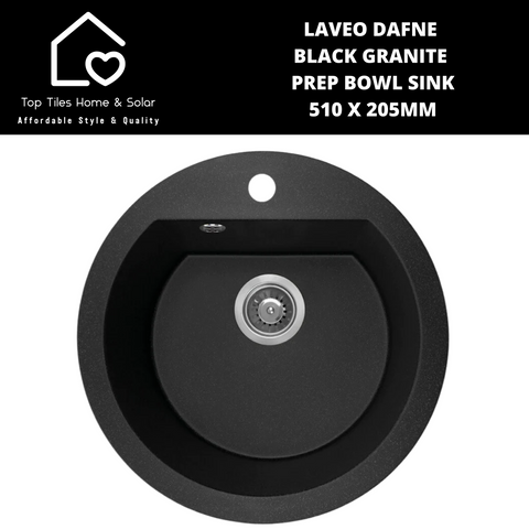 Laveo Dafne Black Granite Prep Bowl Sink - 510 x 205mm