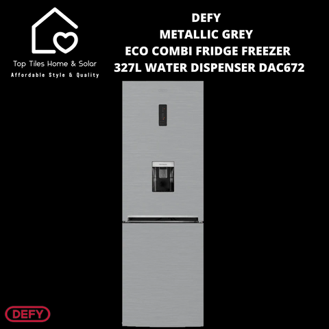 Defy Metallic Grey Eco Combi Fridge Freezer - 327L Water Dispenser DAC672