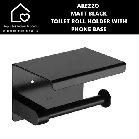 Arezzo Matt Black Toilet Roll Holder With Phone Base