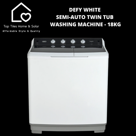 Defy White Semi-Auto Twin Tub Washing Machine - 18kg DTT180