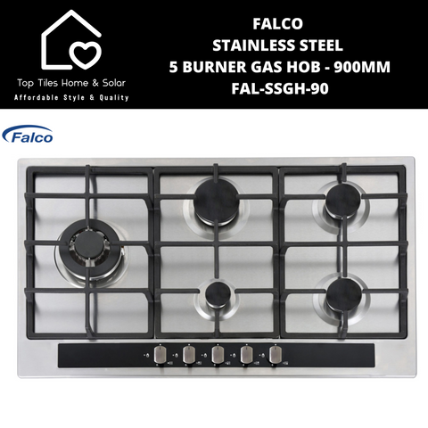 Falco Stainless Steel 5 Burner Gas Hob - 900mm FAL-SSGH-90
