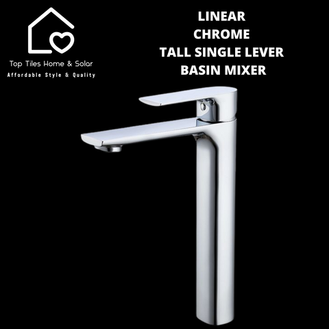 Linear Chrome Tall Single Lever Basin Mixer