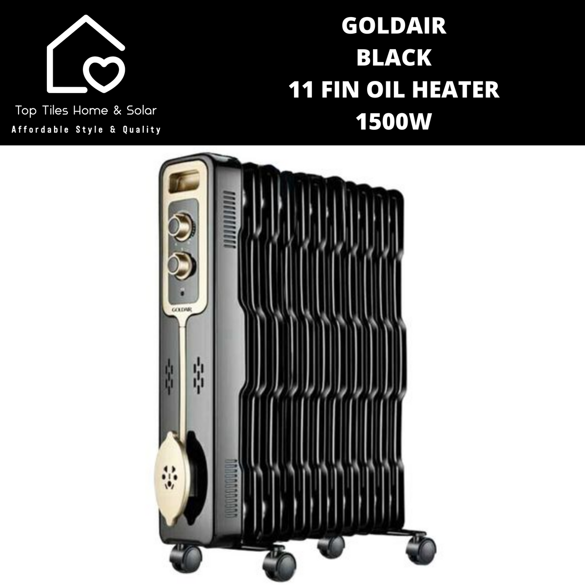 Goldair Black 11 Fin Oil Heater - 1500W – Top Tiles Home u0026 Solar