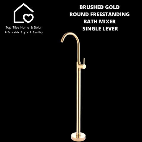 Brushed Gold Round Freestanding Bath Mixer Single Lever