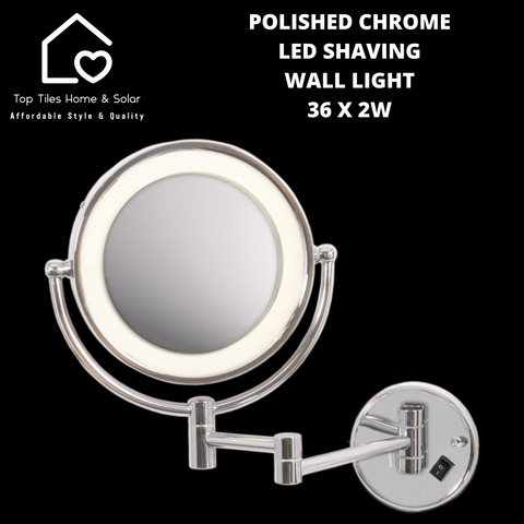 Polished Chrome LED Shaving Wall Light - 36 x 2W