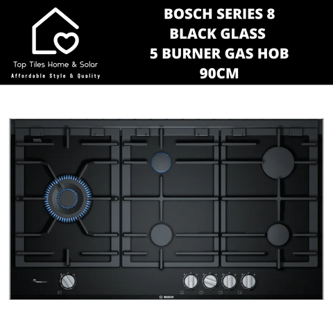 Bosch Series 8 - Black Glass 5 Burner Gas Hob - 90cm