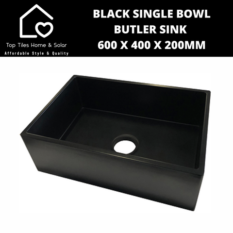 Black Single Bowl Butler Sink - 600 x 400 x 200mm