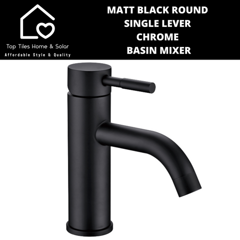 Matt Black Round Single Lever Chrome Basin Mixer