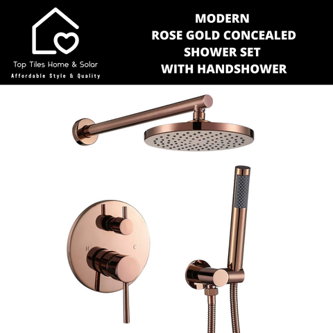 Modern Rose Gold Concealed Shower Set - With Handshower