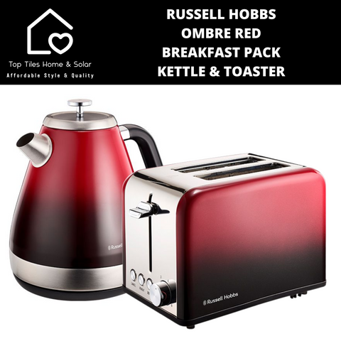Russell Hobbs Ombre Red Breakfast Pack - Kettle & Toaster