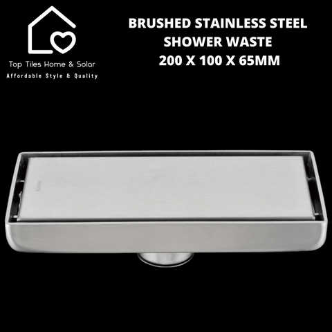 Brushed Stainless Steel Shower Waste - 200 x 100 x 65mm