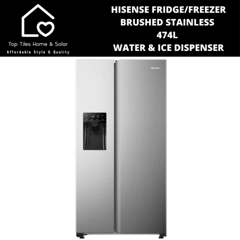 Hisense Brushed Stainless Fridge  - 474L Water & Ice Dispenser