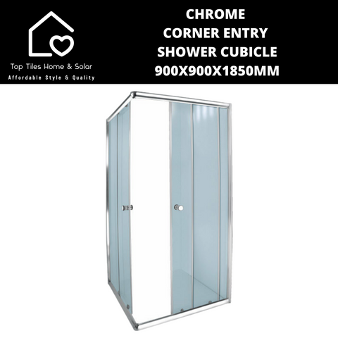 Chrome Corner Entry Shower Cubicle - 900x900x1850mm