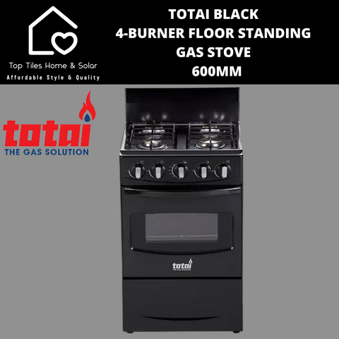 Totai Black 4-Burner Floor Standing Gas Stove - 495mm