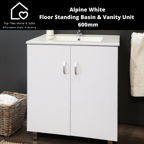 Alpine White Floor Standing Basin & Vanity Unit -  600mm