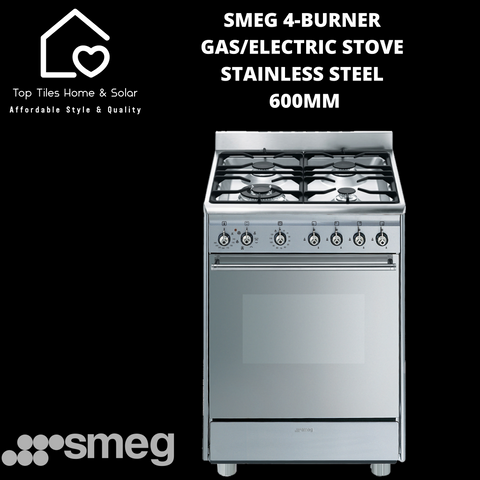Smeg 4-Burner Gas/Electric Stove Stainless Steel - 600mm