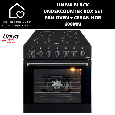 Univa Black Undercounter Box Set Fan Oven + Ceran Hob - 600mm