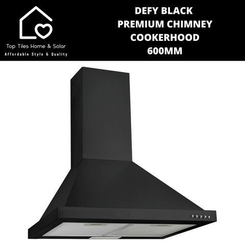Defy Black Premium Chimney Cookerhood - 600mm DCH310