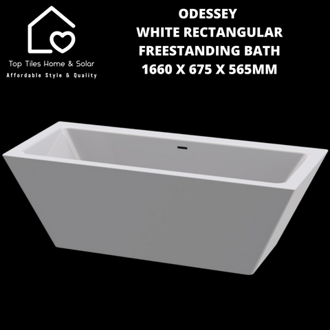 Odessey White Rectangular Freestanding Bath - 1660 x 675 x 565mm