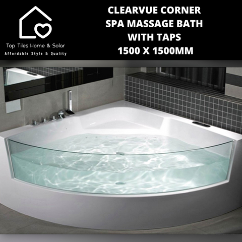 ClearVue Corner Spa Massage Bath with Taps - 1500mm