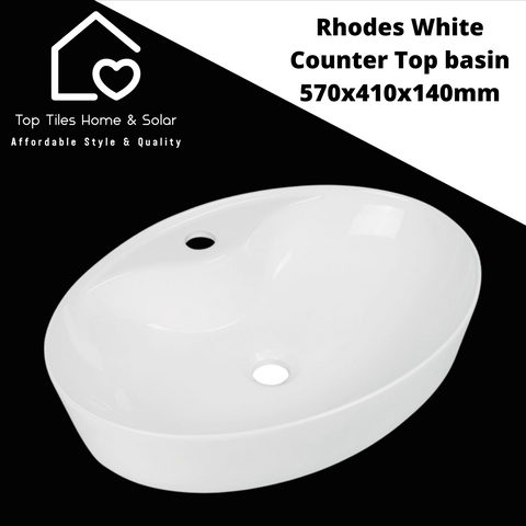 Rhodes White Counter Top basin - 570x410x140mm