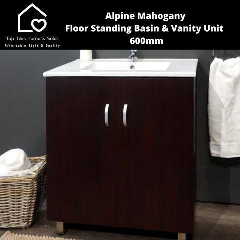 Alpine Mahogany Floor Standing Basin & Vanity Unit -  600mm