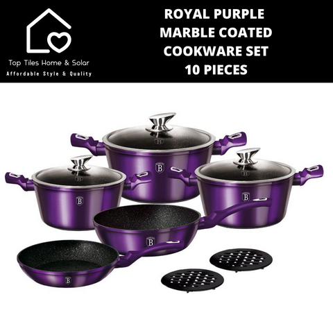 Royal Purple Marble Coated Cookware Set - 10 Pieces