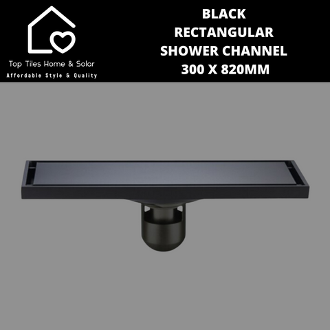 Black Rectangular Shower Channel - 300 x 820mm