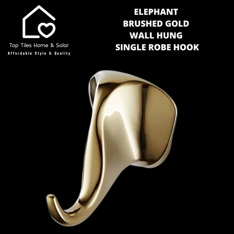 Elephant Brushed Gold Wall Hung Single Robe Hook