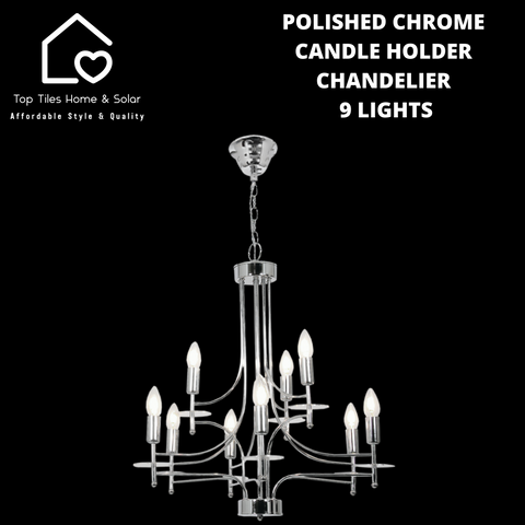 Polished Chrome Candle Holder Chandelier - 9 Lights